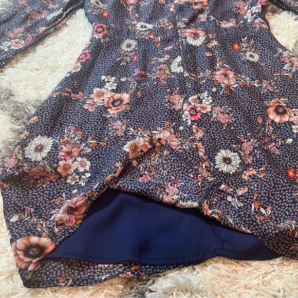 Cassidy Navy Blue Floral Print Mini Dress - Picture 5 of 9
